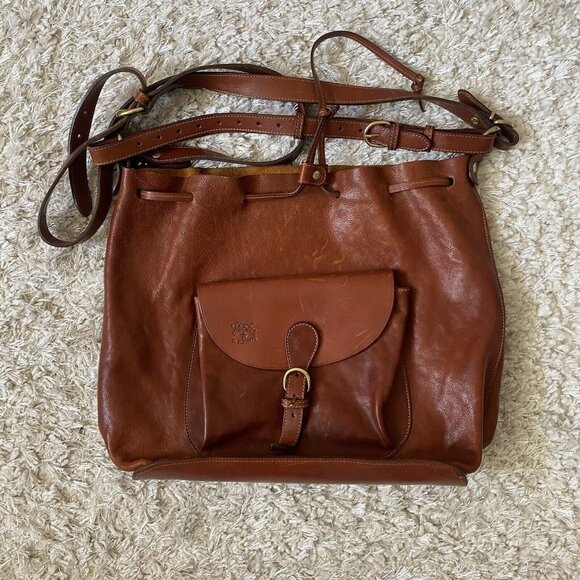 Il Bisonte shoulder bag made in Italy brown genuine leather used from Japan - Picture 2 of 16